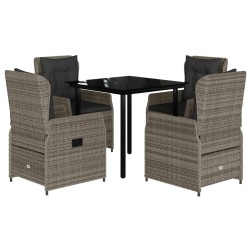 Ensemble à manger de jardin 5 pcs coussins gris résine tressée 625464625464