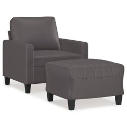 Fauteuil avec repose-pied Gris 60 cm Similicuir 625468625468