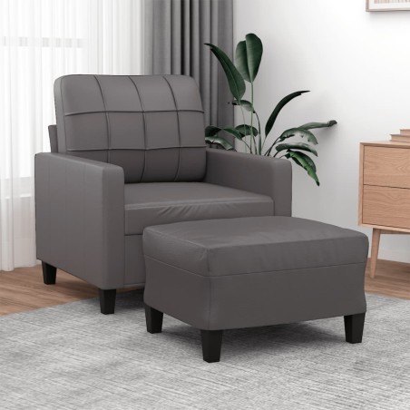 Fauteuil avec repose-pied Gris 60 cm Similicuir 625469625469