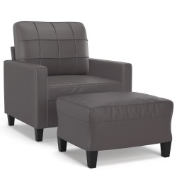 Fauteuil avec repose-pied Gris 60 cm Similicuir 625469625469