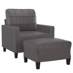Fauteuil avec repose-pied Gris 60 cm Similicuir 625469625469