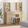 Ensemble de table de maquillage avec LED 3 pcs Chêne Sonoma 625473625473
