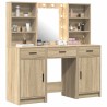 Ensemble de table de maquillage avec LED 3 pcs Chêne Sonoma 625473625473