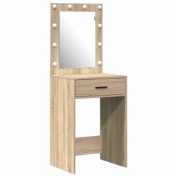 Ensemble de table de maquillage avec LED 3 pcs Chêne Sonoma 625473625473