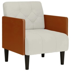 Fauteuil canapé avec accoudoirs couleur crème 55 cm velours 625482625482