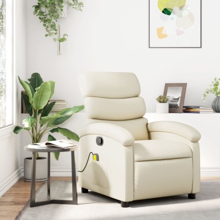 Fauteuil de massage inclinable crème similicuir 625498625498