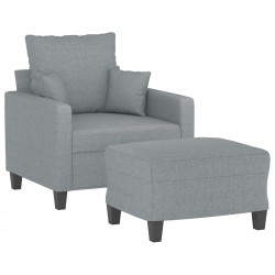 Fauteuil avec repose-pied Gris clair 60 cm Tissu 625502625502