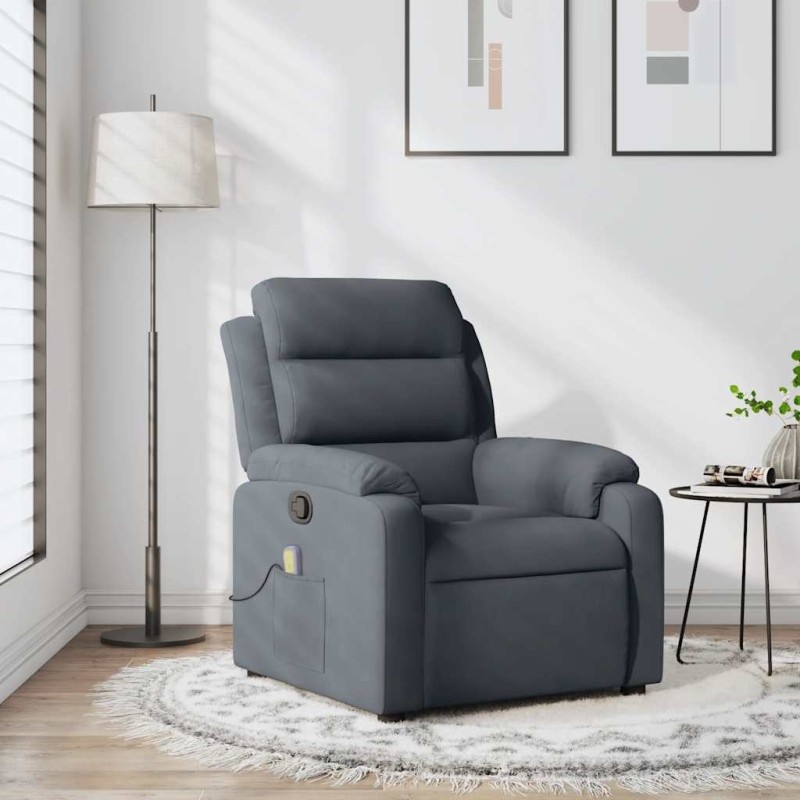 Fauteuil inclinable de massage gris foncé velours 625506625506