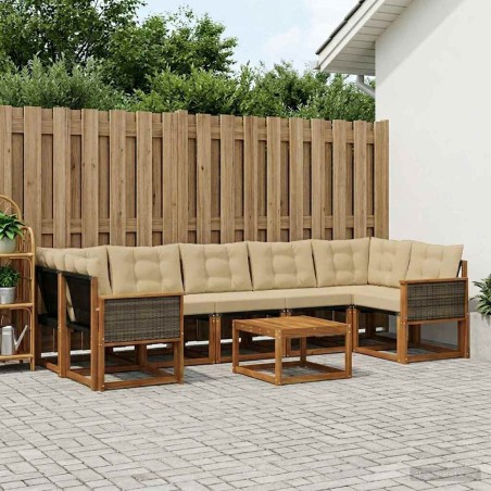 Ensemble de canapés d'extérieur 8 pcs Naturel et Beige 625512625512