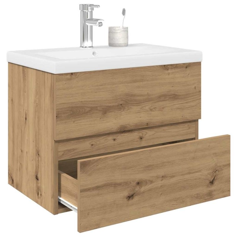 Meuble lavabo avec bassin et robinet intégrés chêne artisanal 625530625530