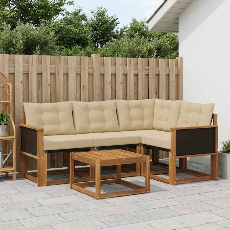 Ensemble de canapés d'extérieur 5 pcs Naturel et Beige 625537625537