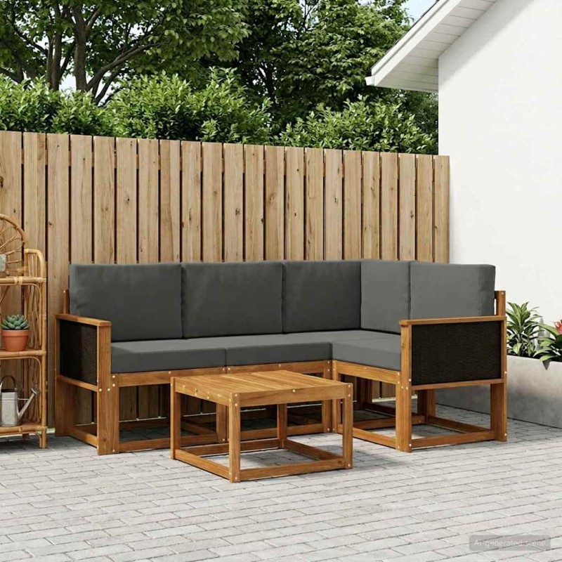 Ensemble de canapés d'extérieur 5 pcs Naturel et Anthracite 625540625540
