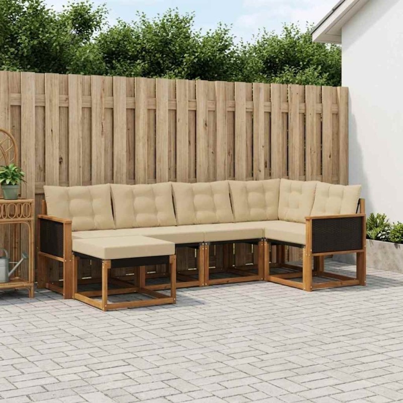 Ensemble de canapés d'extérieur 6 pcs Naturel et Beige 625543625543
