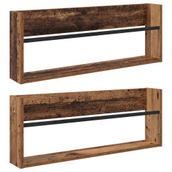 Étagère à magazines 2 pcs Bois ancien 80 x 12 x 30 cm 625549625549