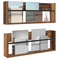 Étagère à magazines 2 pcs Bois ancien 80 x 12 x 30 cm 625549625549