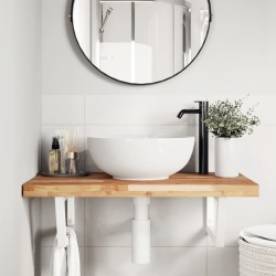 Étagère de vasque murale acier et bois massif d'acacia 625550625550