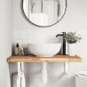 Étagère de vasque murale acier et bois massif d'acacia 625550625550