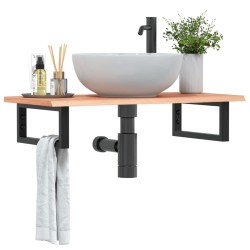 Étagère de vasque murale acier et bois de chêne massif 625552625552