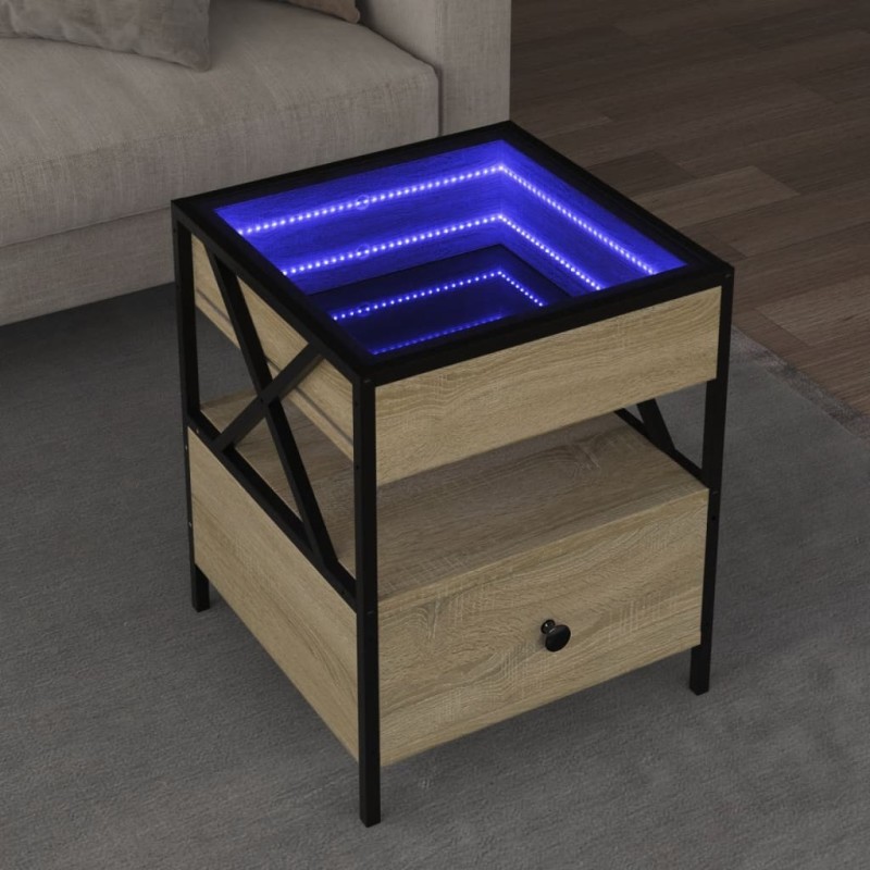 Table basse avec LED Infinity chêne sonoma 40x40x51 cm 625559625559