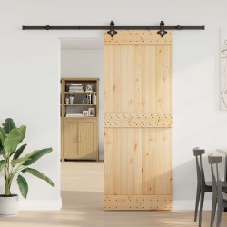 Porte coulissante NARVIK Naturel et noir 80 x 210 cm (213,5 cm) 625560625560