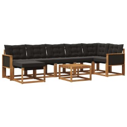 Ensemble de canapés d'extérieur 8 pcs Naturel et noir 625570625570