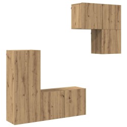 Meuble TV 4 pcs Chêne artisanal Bois d'ingénierie 625572625572