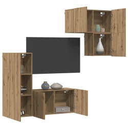 Meuble TV 4 pcs Chêne artisanal Bois d'ingénierie 625572625572