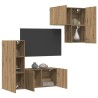 Meuble TV 4 pcs Chêne artisanal Bois d'ingénierie 625572625572
