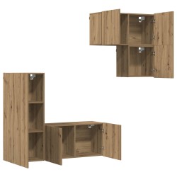 Meuble TV 4 pcs Chêne artisanal Bois d'ingénierie 625572625572