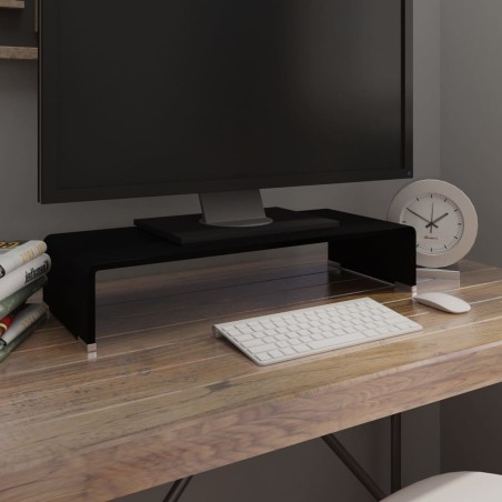 Meuble TV/support pour moniteur 60x25x11 cm verre noir 625580625580