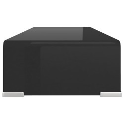 Meuble TV/support pour moniteur 60x25x11 cm verre noir 625580625580