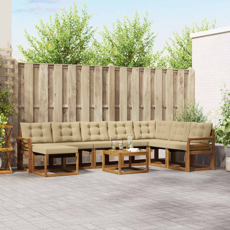 Ensemble de canapés d'extérieur 9 pcs Naturel et Beige 625582625582