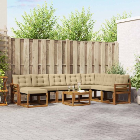 Ensemble de canapés d'extérieur 9 pcs Naturel et Beige 625582625582