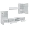 Meuble TV mural avec éclairage LED 5 pièces Blanc 625583625583