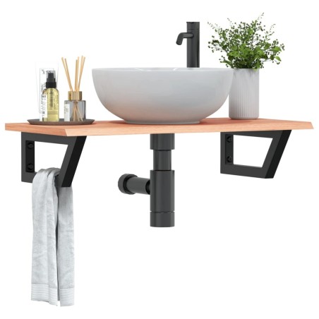 Étagère de vasque murale acier et bois de chêne massif 625585625585