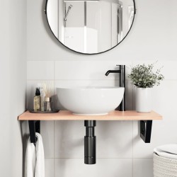 Étagère de vasque murale acier et bois de chêne massif 625585625585