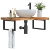 Étagère de vasque murale acier et bois massif d'acacia 625591625591