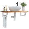 Étagère de vasque murale acier et bois massif d'acacia 625592625592