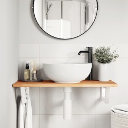 Étagère de vasque murale acier et bois massif d'acacia 625592625592