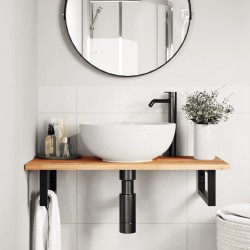 Étagère de vasque murale acier et bois massif d'acacia 625595625595