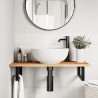 Étagère de vasque murale acier et bois massif d'acacia 625595625595