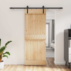 Porte coulissante Naturel et noir 80 x 210 cm 625597625597
