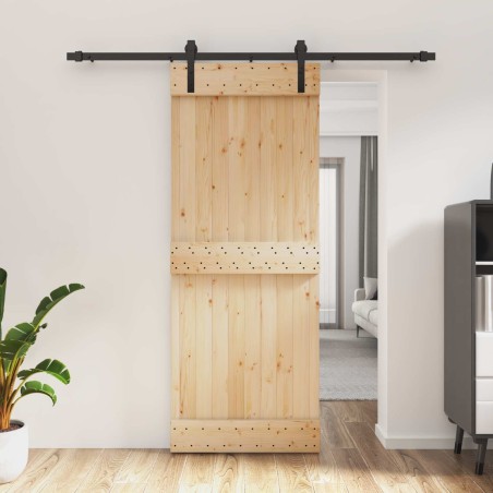 Porte coulissante Naturel et noir 80 x 210 cm 625597625597