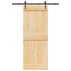 Porte coulissante NARVIK Naturel et noir 80 x 210 cm (152,5 cm) 625598625598