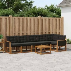 Ensemble de canapés d'extérieur 7 pcs Naturel et noir 625600625600