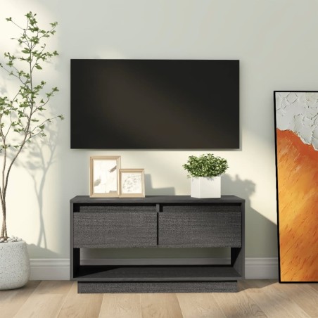 Meuble TV Gris 74x34x40 cm Bois de pin massif 625604625604
