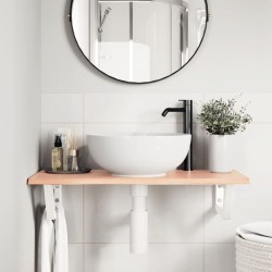 Étagère de vasque murale acier et bois de chêne massif 625609625609
