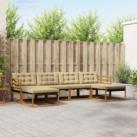 Ensemble de canapés d'extérieur 6 pcs Naturel et Beige 625614625614