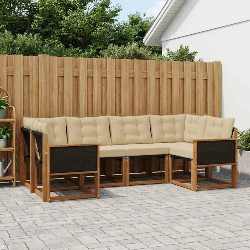 Ensemble de canapés d'extérieur 6 pcs Naturel et Beige 625615625615