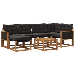 Ensemble de canapés d'extérieur 7 pcs Naturel et noir 625618625618
